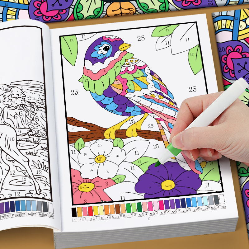 Adult Coloring Book Stress Relief - Книга-раскраска по номерам для взрослых, 32