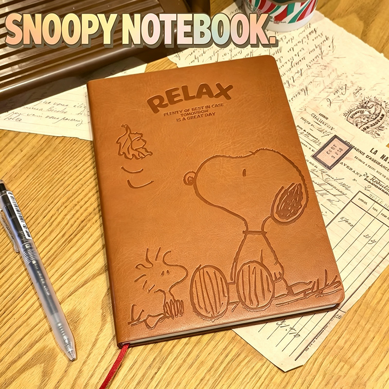 Vintage Leather Journal Notebook - Винтажный кожаный блокнот A5 с Снупи,