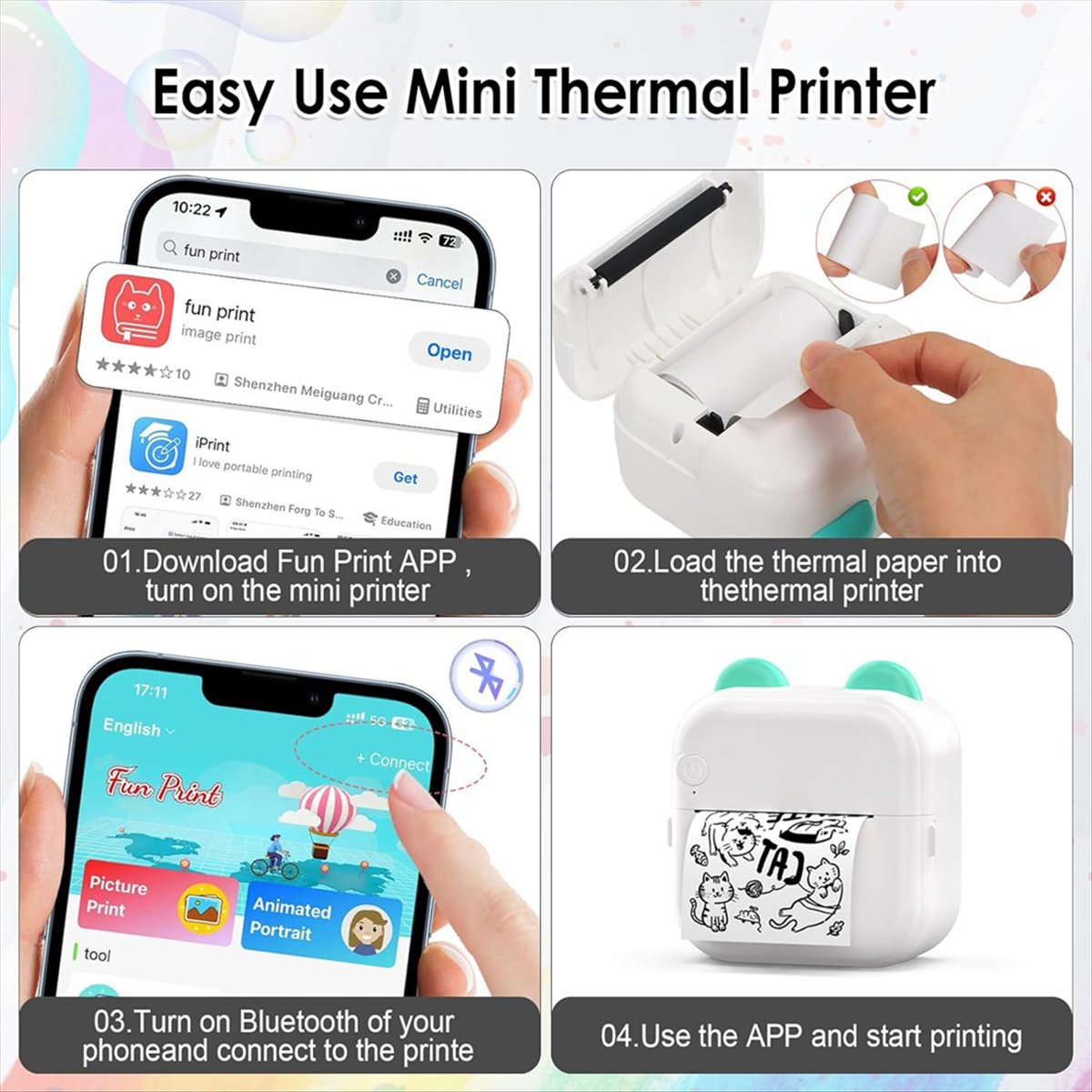 Мини-принтер для наклеек RGB L – обзор и цена Mini Pocket Thermal Printer Paper Roll