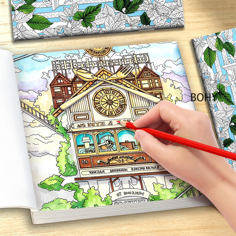 Книга-раскраска на тему путеше – обзор и цена Adult Coloring Book Stress Relief